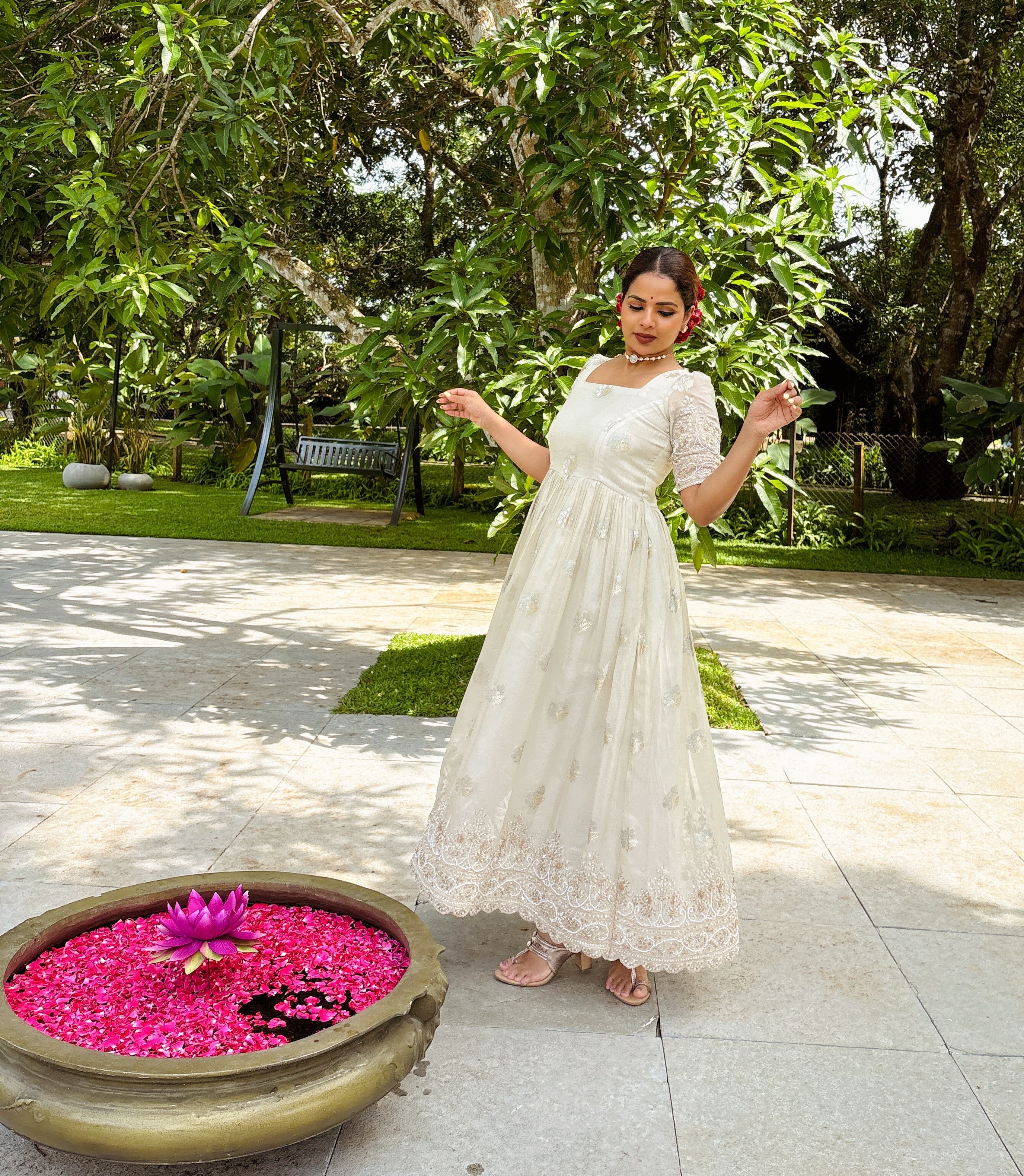 Ivory Floral Buti Dress